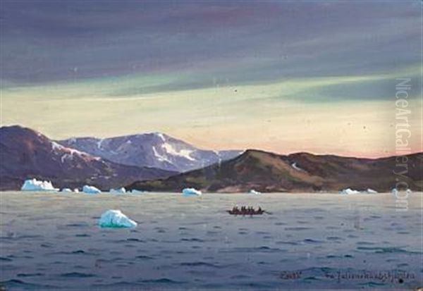 View From Julianehaabs Inlet Oil Painting by Emanuel A. Petersen