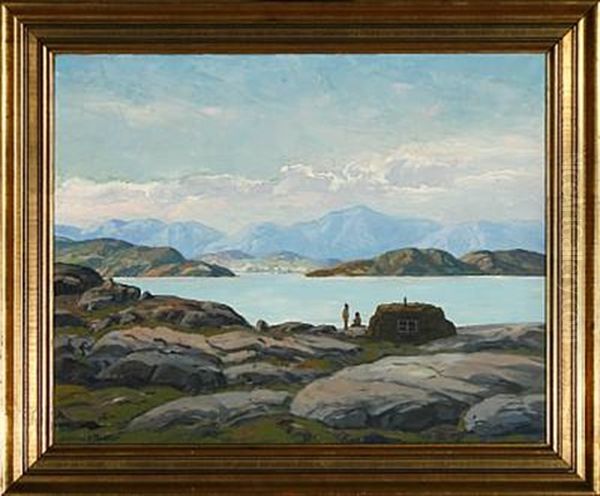 Inlet Scenery From Greenland Oil Painting by Emanuel A. Petersen