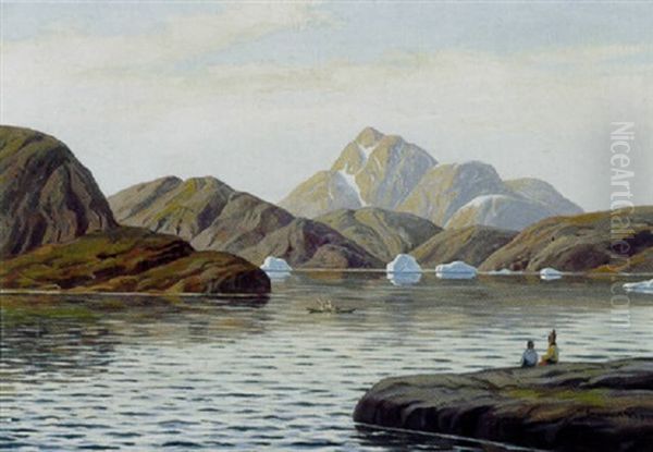 Sommerdag Ved Egedesminde Skaergard Oil Painting by Emanuel A. Petersen