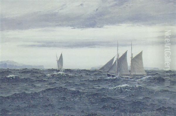 Marine Med Sejlskibe I Nordatlanten Oil Painting by Emanuel A. Petersen