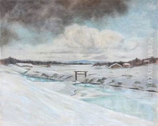 Winter Landscape Oil Painting by Hans von Petersen