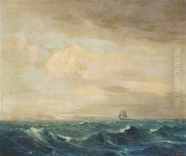 Windjammer Auf Groser Fahrt Bei Sturmischem Wetter Oil Painting by Hans von Petersen