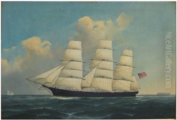 Clipper Ship E. Sherman Oil Painting by Heinrich Andreas Sophus Petersen