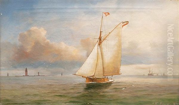 Hamburger Yacht Oil Painting by Heinrich Andreas Sophus Petersen