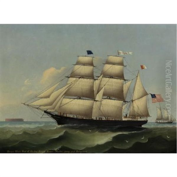 The Barque White Sea Of Boston Oil Painting by Heinrich Andreas Sophus Petersen