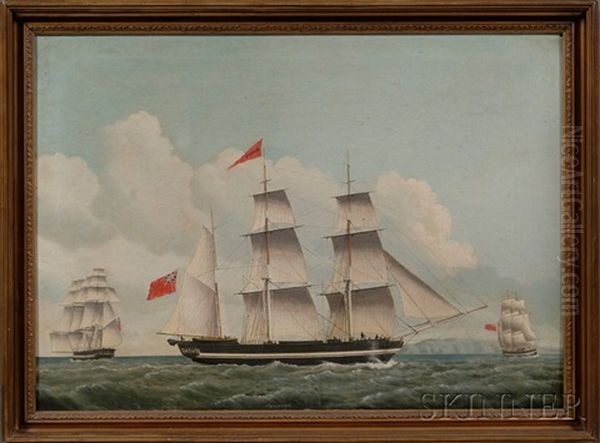 Portrait Of The Ship Patriot Passing Dover Oil Painting by Jakob Petersen