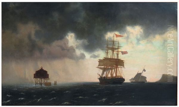 Bug Light, Boston Narrows Oil Painting by Johann Erik Christian Petersen