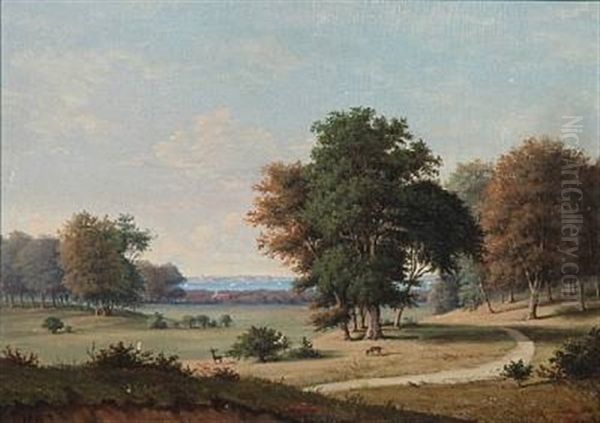 Danish Summer Landscape Oil Painting by Julius Petersen