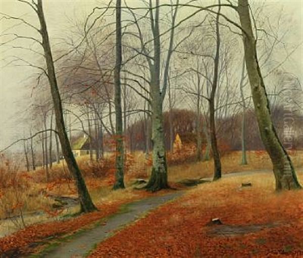 Autumn Forrest Oil Painting by Julius Petersen