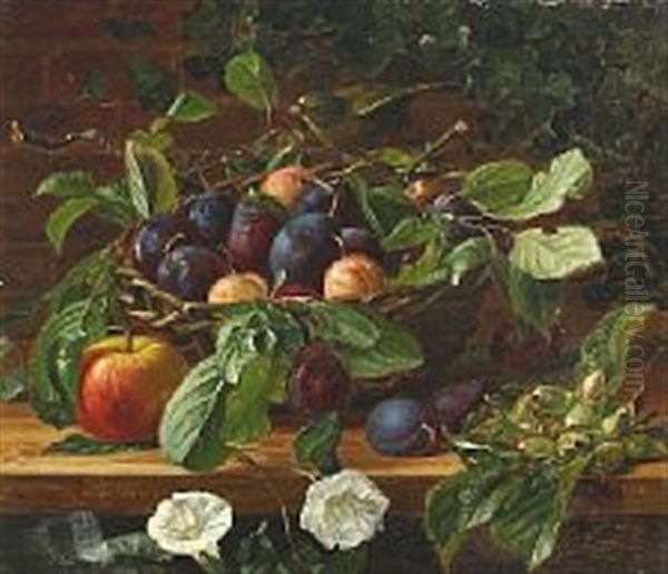 Still Life With Bird And Summer Fruit Oil Painting by Sofus Petersen