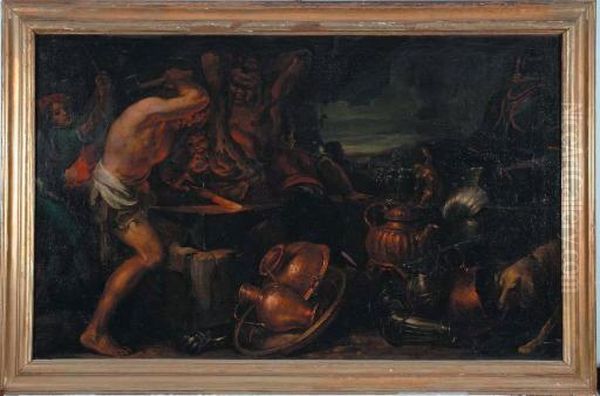 'la Fucina Di Vulcano' Oil Painting by Clemente Bocciardo