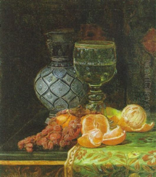 Obststilleben Mit Krug Und Glas Oil Painting by Sofus Petersen