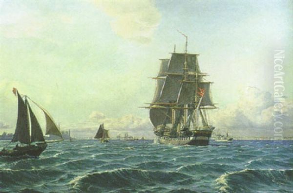 Helsingorin Edustalta Oil Painting by Thorolf (Frederik Paludan-Mueller) Petersen