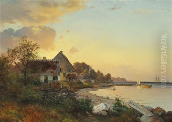 View Of Sletten Towards Helsingor Oil Painting by Vilhelm Peter Carl Petersen