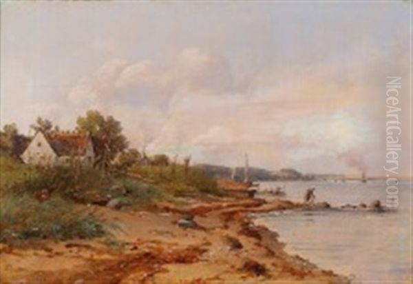 Cloudy Summer Day At Espergaerde Coast Oil Painting by Vilhelm Peter Carl Petersen