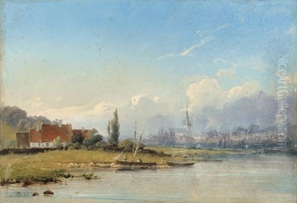 Der Rhein Bei Linz Mit Blick Auf Remagen Oil Painting by Vilhelm Peter Carl Petersen