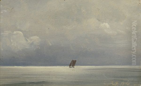 Kleines Segelschiff Auf Dem Meer Oil Painting by Vilhelm Peter Carl Petersen