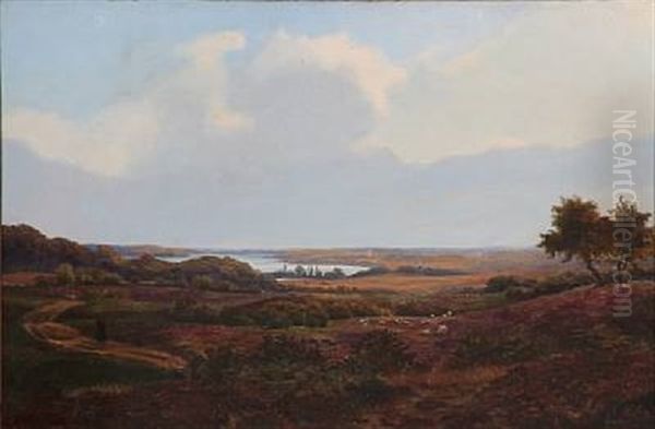 Landscape At Tystrup Lake On Zealand, Denmark Oil Painting by Vilhelm Peter Carl Petersen