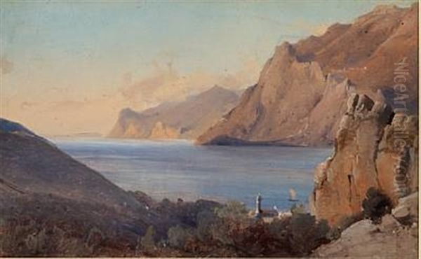 View Of Nago And Lake Garda Oil Painting by Vilhelm Peter Carl Petersen