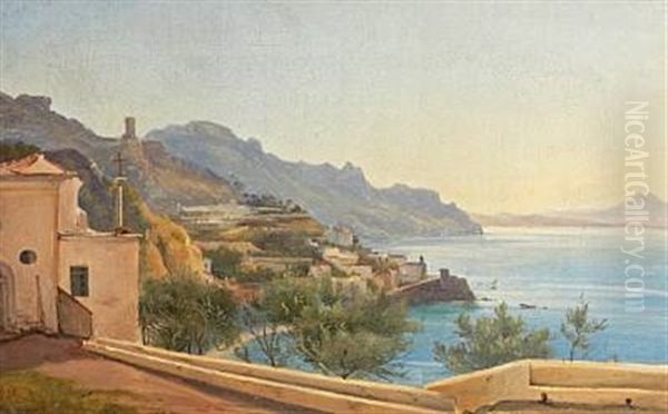 From Torbole By The Garda Lake Oil Painting by Vilhelm Peter Carl Petersen