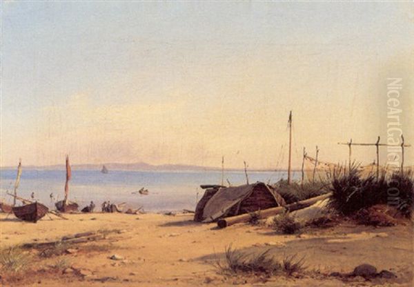 Fra Hornbaek Strand Oil Painting by Vilhelm Peter Carl Petersen