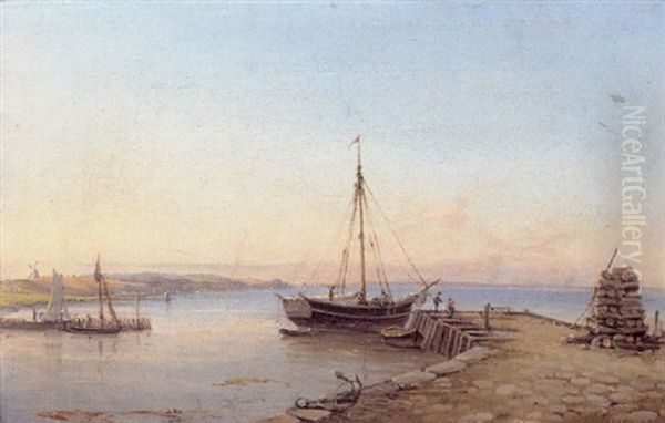 Fra Humlebaek Havn Oil Painting by Vilhelm Peter Carl Petersen