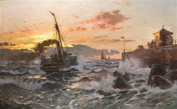 Bei Sonnenuntergang Oil Painting by Heinrich Petersen-Angeln