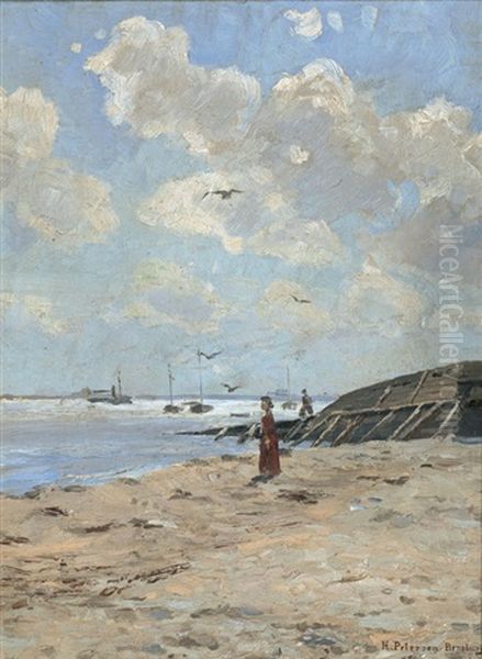 By The Sea Oil Painting by Heinrich Petersen-Flensburg