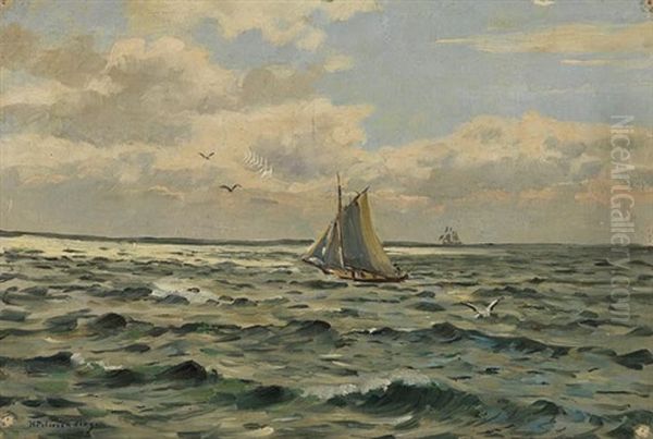 Segelboot Auf Der Ostsee Oil Painting by Heinrich Petersen-Flensburg