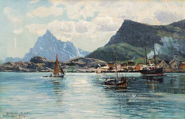 View Of Svolvaer - Lofoten Oil Painting by Heinrich Petersen-Flensburg