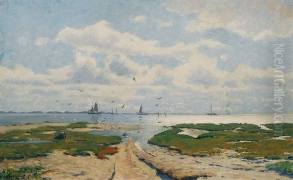 Juist Island Oil Painting by Heinrich Petersen-Flensburg