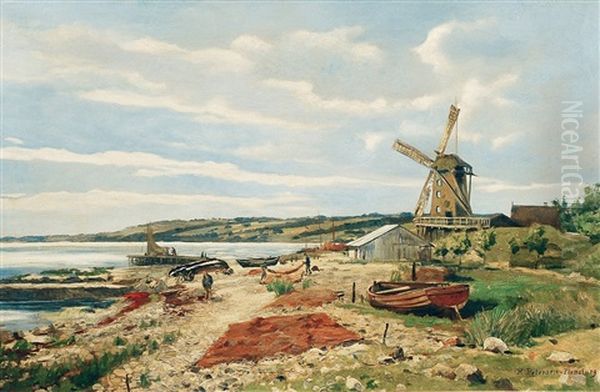 Flensburger Forde Oil Painting by Heinrich Petersen-Flensburg