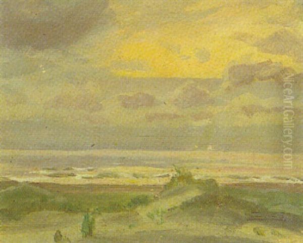 Blick Von Der Dune Auf Das Meer Oil Painting by Heinrich Petersen-Flensburg