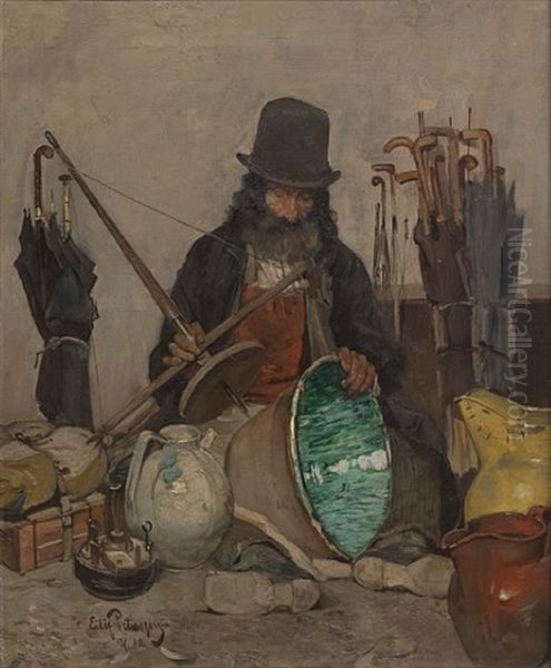 Steingodsselgeren Michele Archangelo Oil Painting by Eilif Peterssen