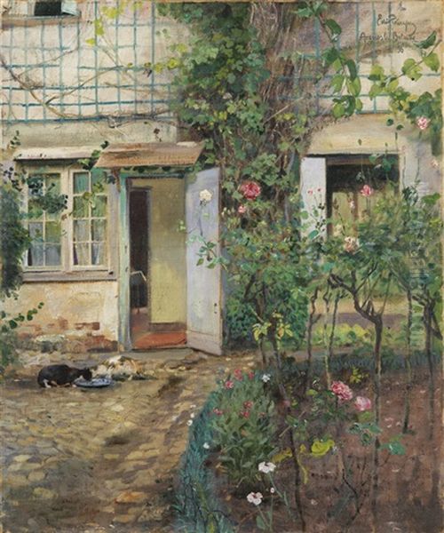 Old House In Normandy Oil Painting by Eilif Peterssen