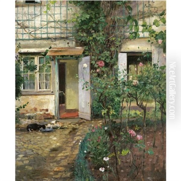 Gammelt Hus I Normandi-old House In Normandy Oil Painting by Eilif Peterssen