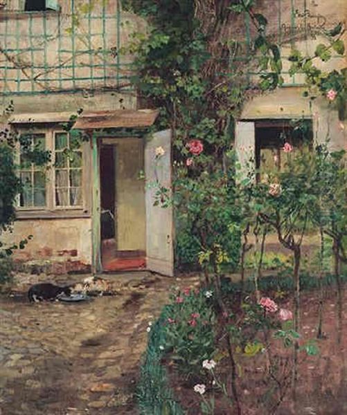 Gammelt Hus I Normandi Oil Painting by Eilif Peterssen