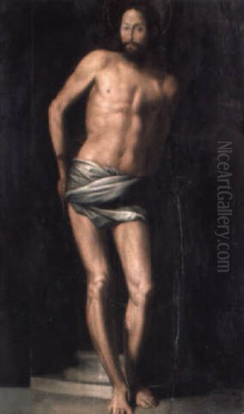 Christ At The Column Oil Painting by Simone Peterzano