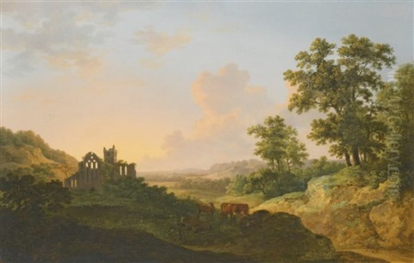 View Of Tonbridge Priory Oil Painting by Abraham Pether