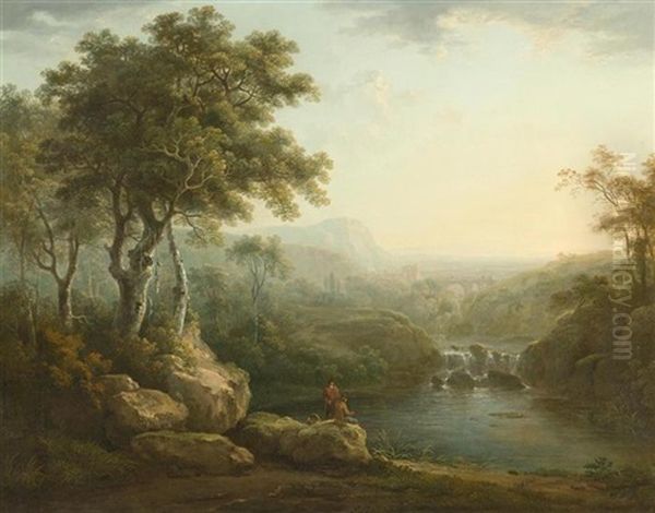 Flusslandschaft Mit Reisenden Oil Painting by Abraham Pether