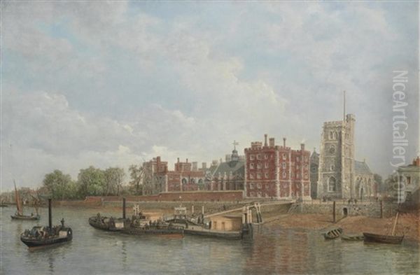 Lambeth Palace From The Thames Oil Painting by Henry Pether