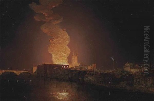 Southwark Cathedral From The Thames Oil Painting by Henry Pether