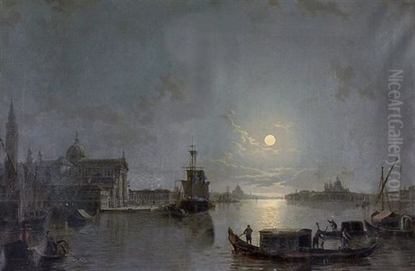 Le Grand Canal A Venise Au Clair De Lune Oil Painting by Henry Pether