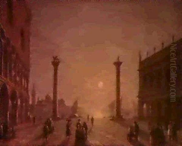 The Grand Canal Venice From Piazza San Marco. Oil Painting by Henry Pether