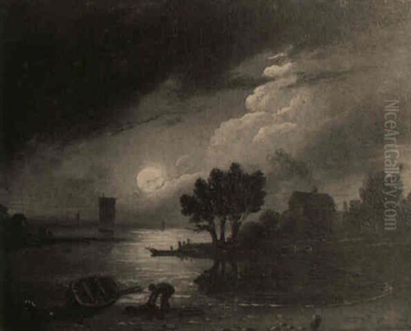 Moonlit River Lanscapes Oil Painting by Sebastian Pether