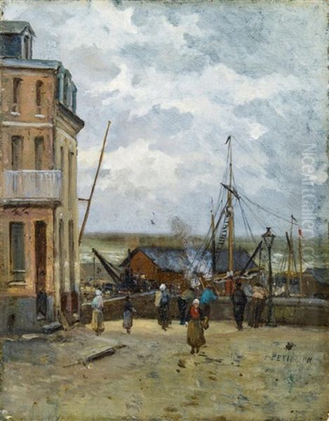 Im Hafen Von Le Treport Oil Painting by Jules Petillion