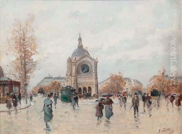 La Place Saint Augustin Oil Painting by Jules Petillion