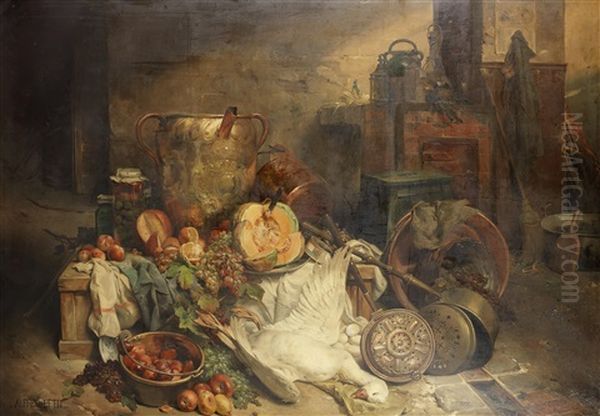 Kitchen Still Life Oil Painting by Alfred Petit