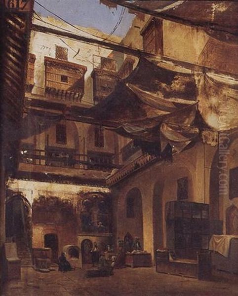 Le Cafe Au Grand Bazar D'istamboul Oil Painting by Antoine-Baptiste Petit