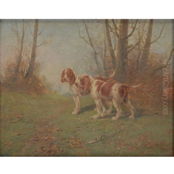 Two Spaniels Oil Painting by Eugene Petit